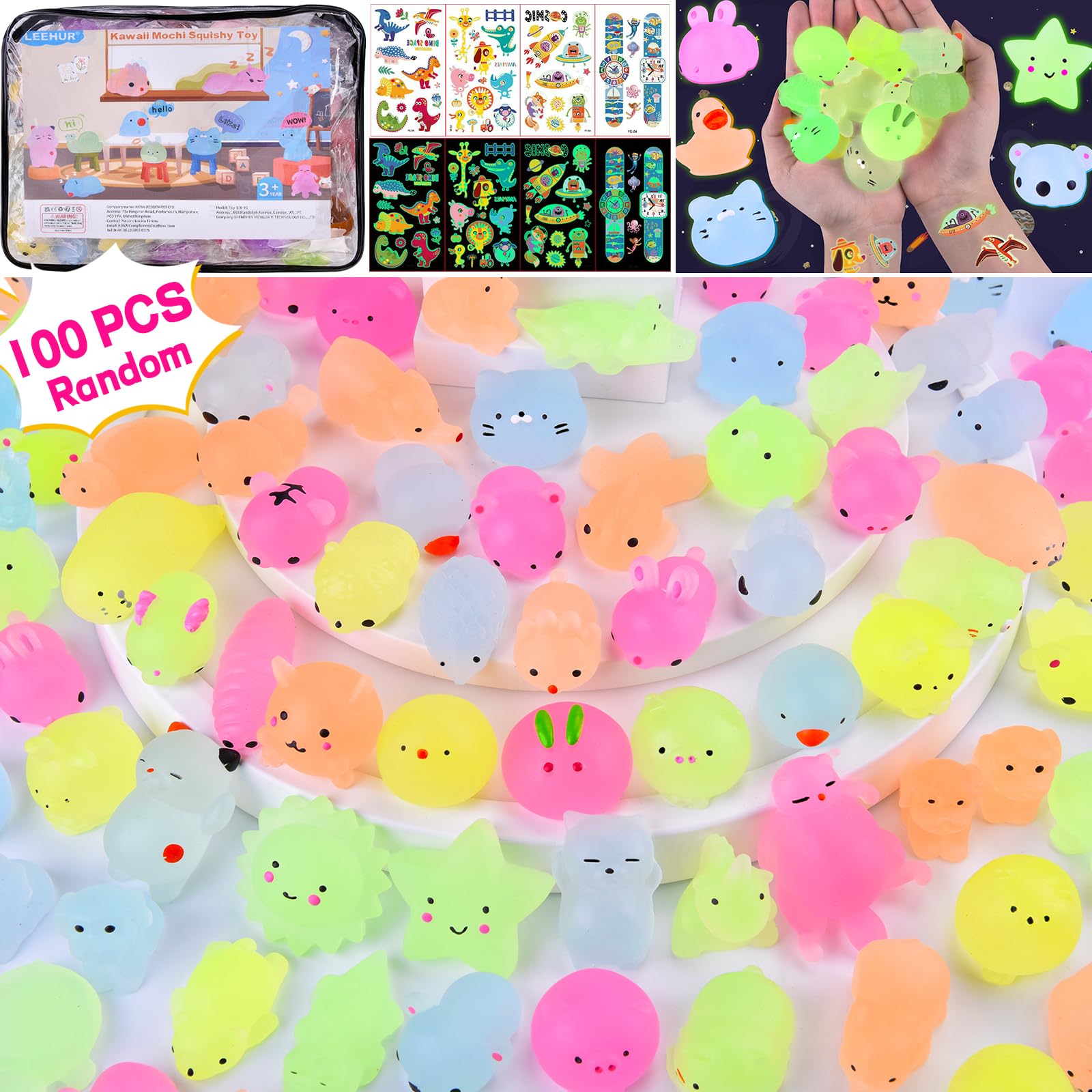 Brinquedos Mochi Squishy Leehur, 100 Unidades Para Lembrancinhas Infantis