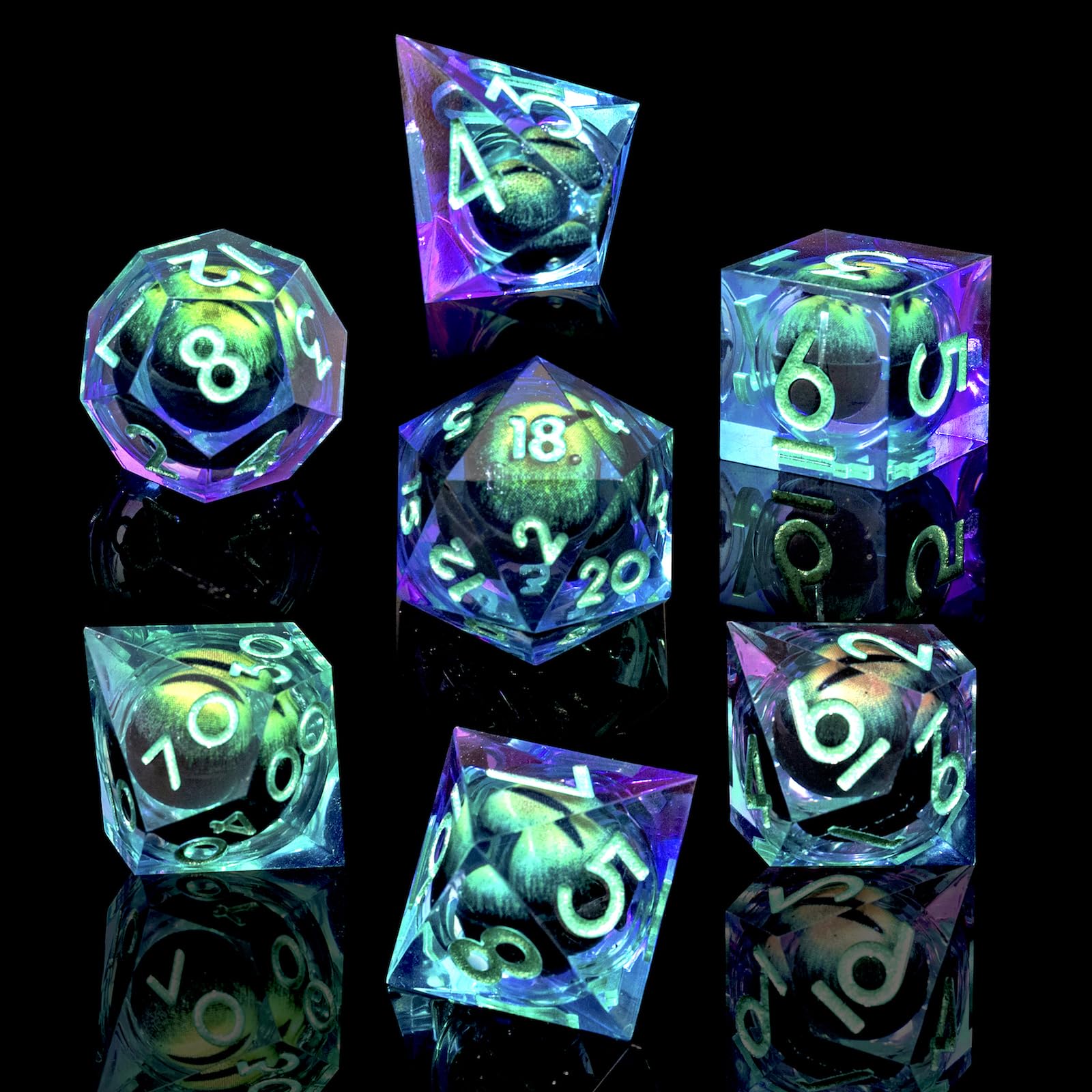 Conjunto De Dados Dnd Role Dice Beholder's Dragon Eye Com Caixa De Presente