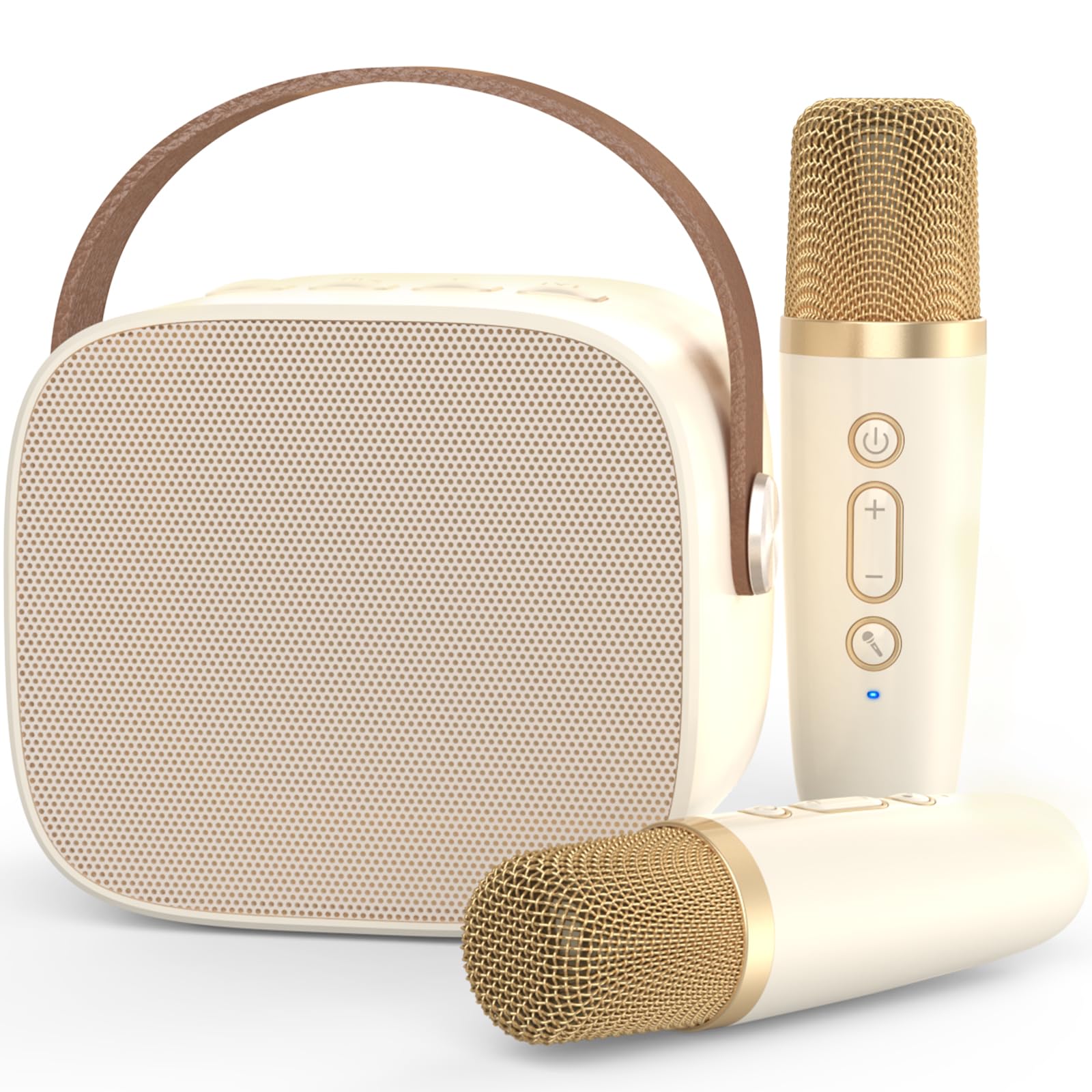 Máquina De Karaokê Meguo Mini Com 2 Microfones Sem Fio Bluetooth