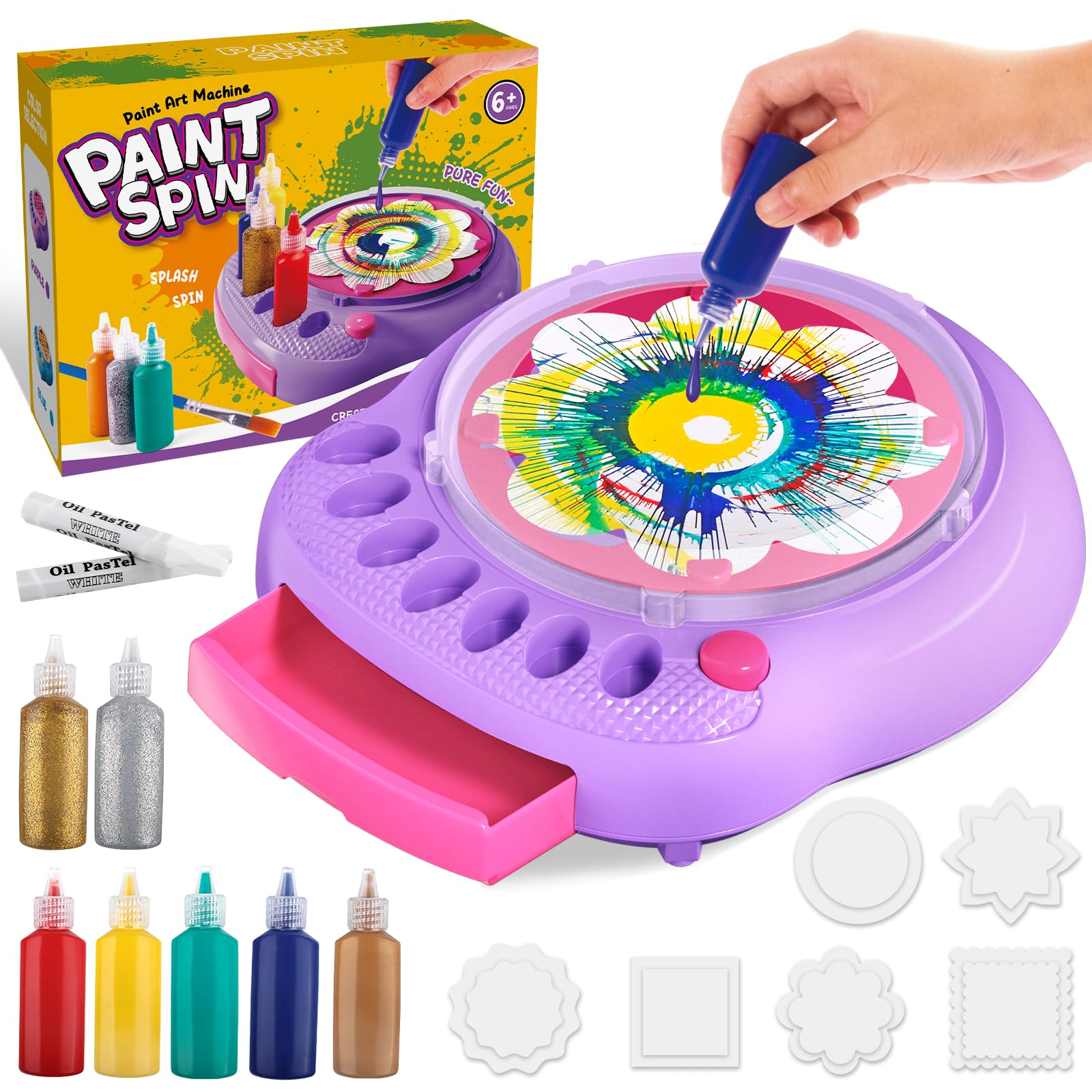 Art Craft Set Paint Spin Art Machine Para Crianças De 4 A 8 Anos Roxo
