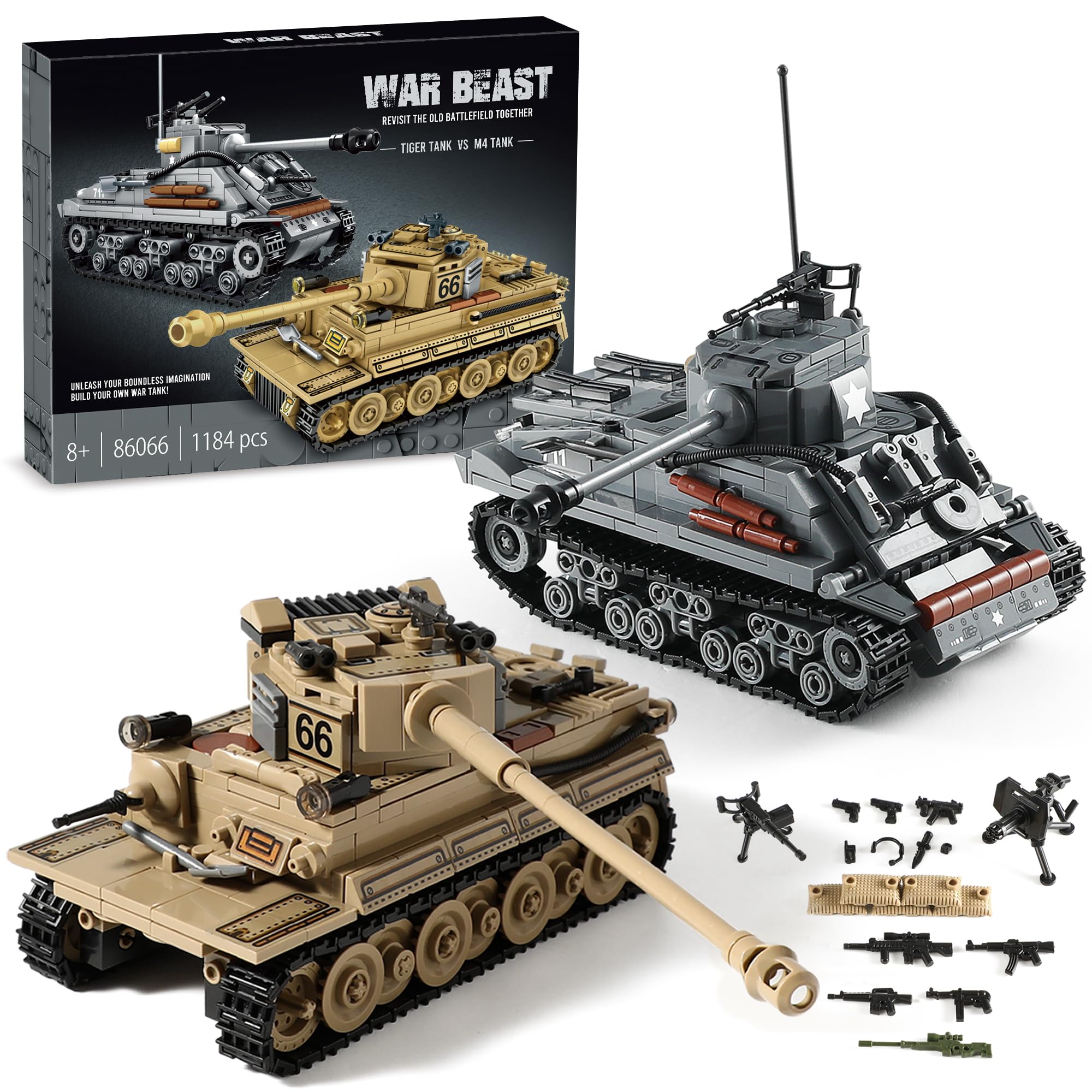Kit De Construção Ww2 Army Tank Toys German Tiger E American M4
