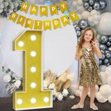 Marquee Numbers Imprsv Gold, Decoração De Primeiro Aniversário, 3 Pés