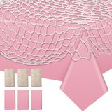 Conjunto Decorativo De Rede Para Peixes E Toalhas De Mesa, Tipo Unidade, Pacote Com 6 Unidades, Rosa