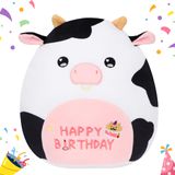 Almofada De Pelúcia Easfan Birthday Cow Soft Toy Kids 30cm