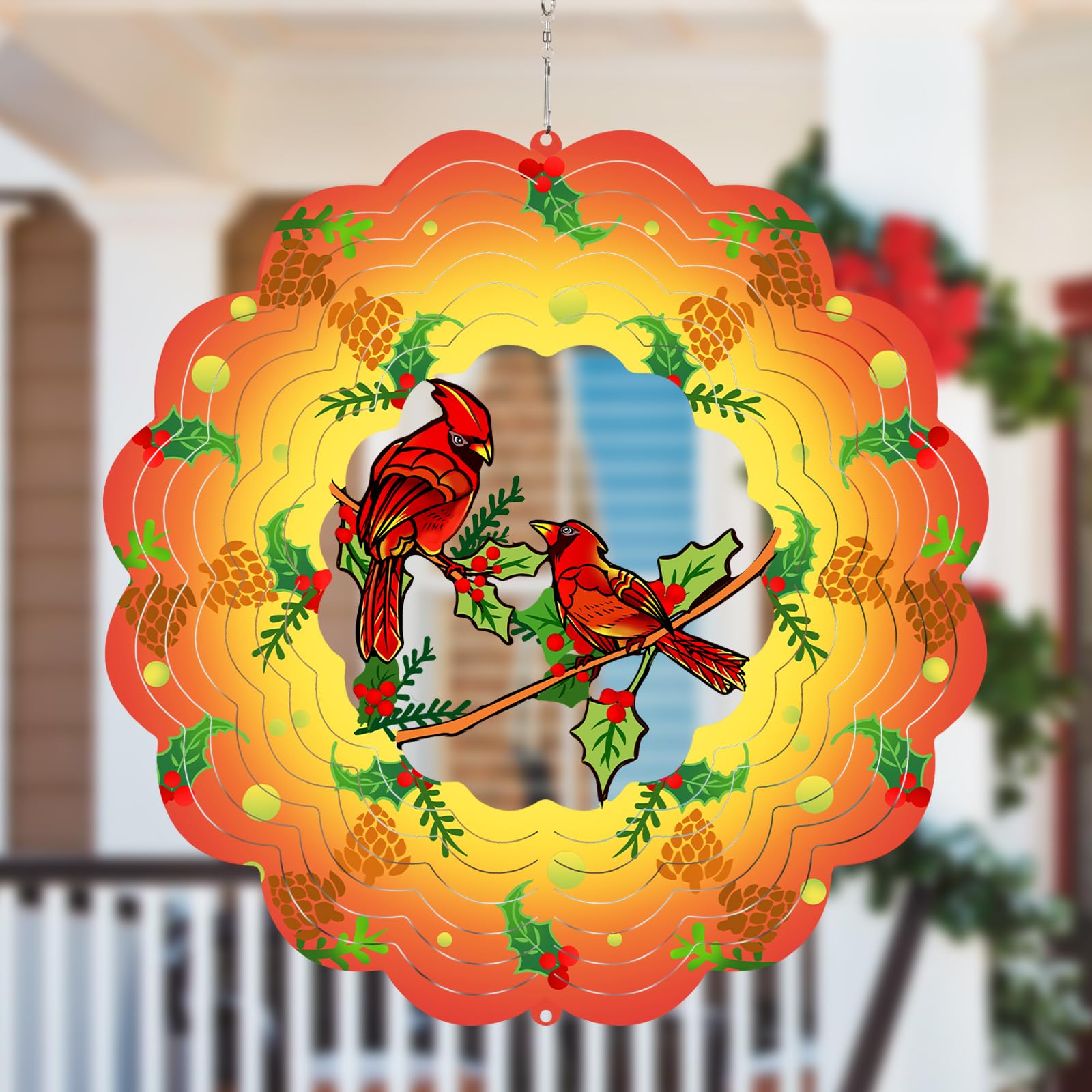 Decoração Interna Externa Wind Spinner Cardinal Metal De 30 Cm