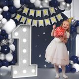 Marquee Numbers Imprsv: Decoração Prateada De Primeiro Aniversário, 3 Pés