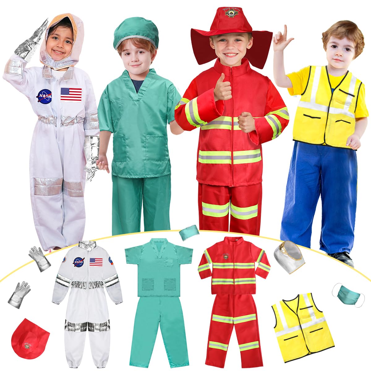 Costume Loyo Kids Role Play Dress Up Para Crianças De 3 A 8 Anos, 4 Conjuntos