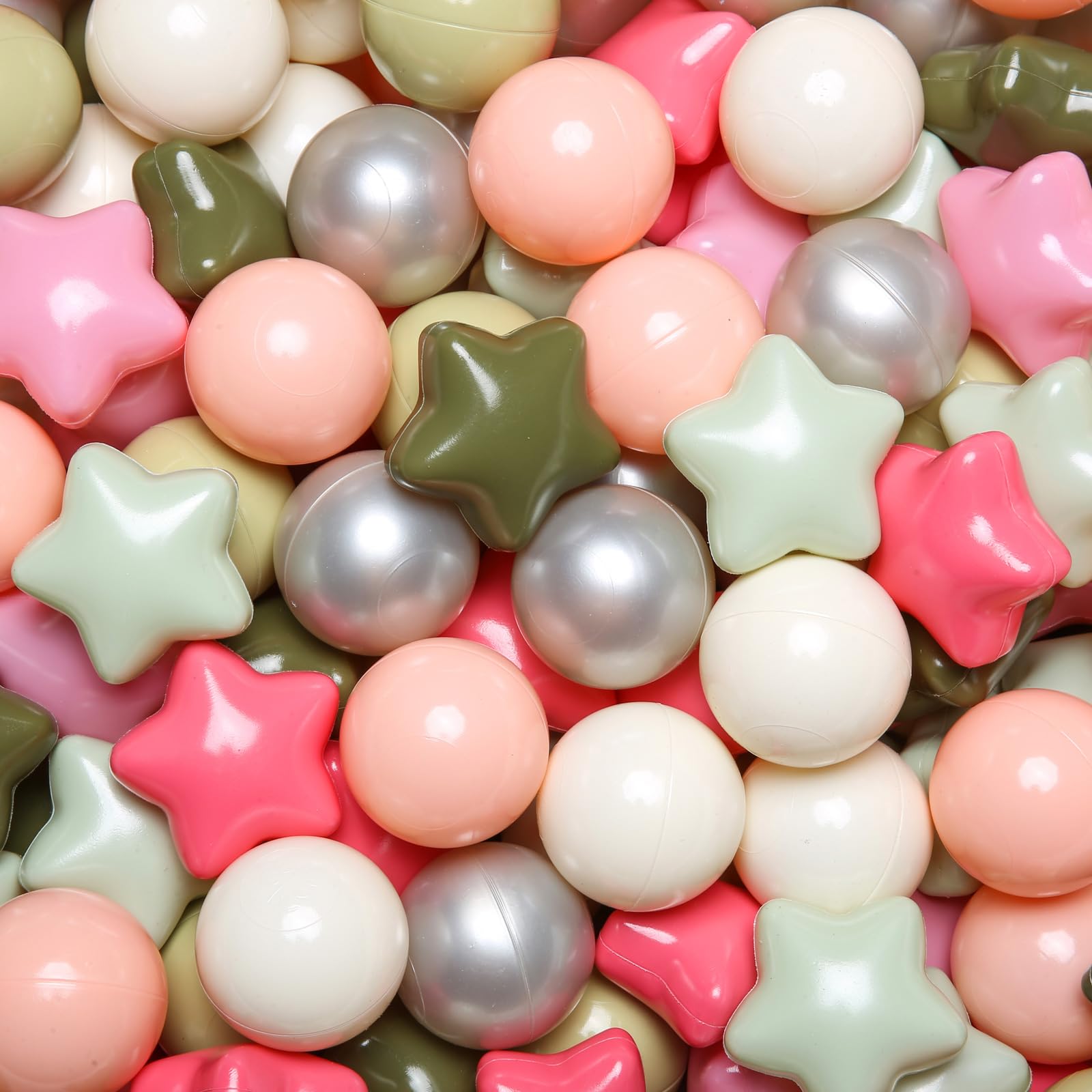 Ball Pit Balls Gogoso Stars Rosa Cremoso+verde+branco Para Crianças