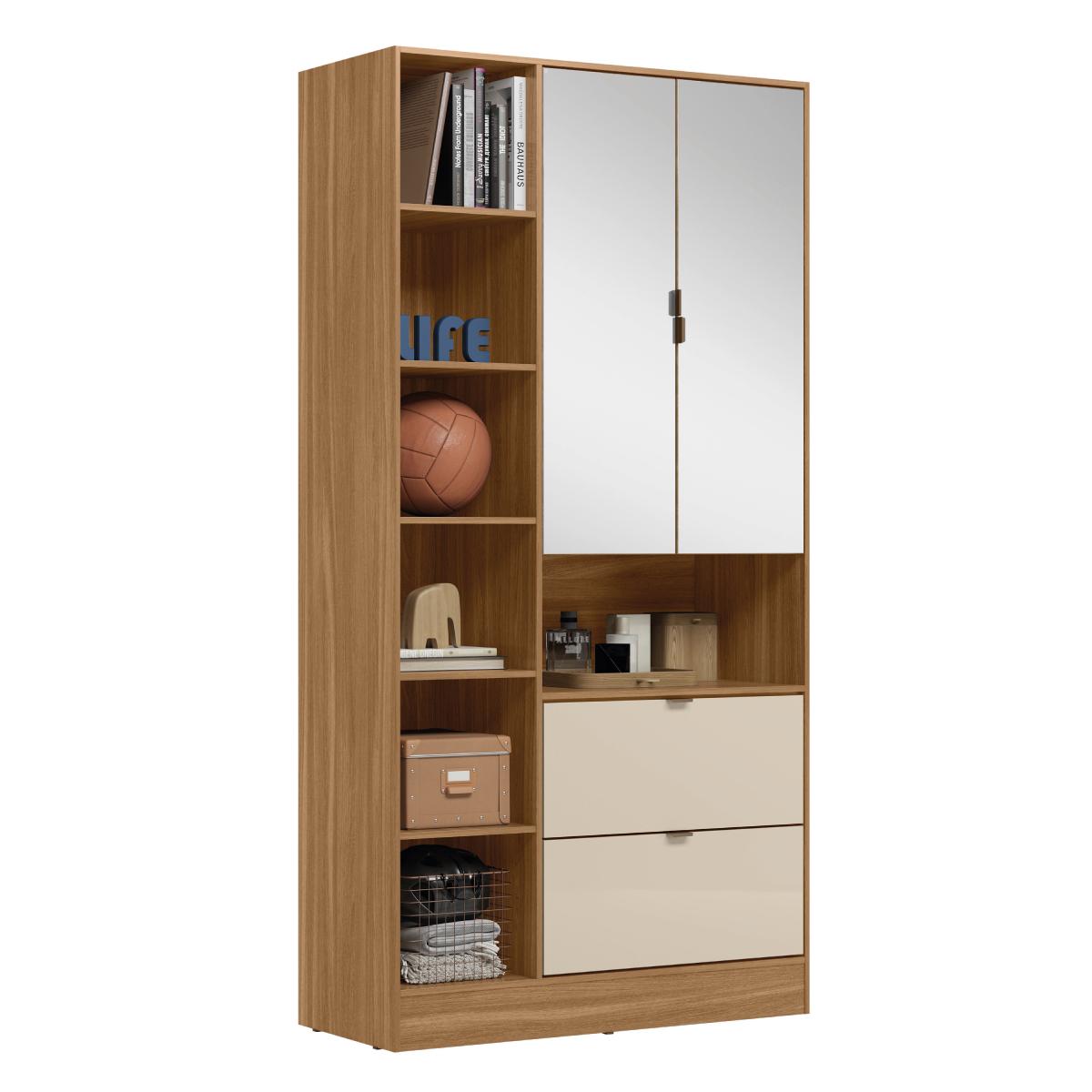 Armario Multiuso Joy Com 2 Portas 2 Gavetas E Espelho Amendola/off White