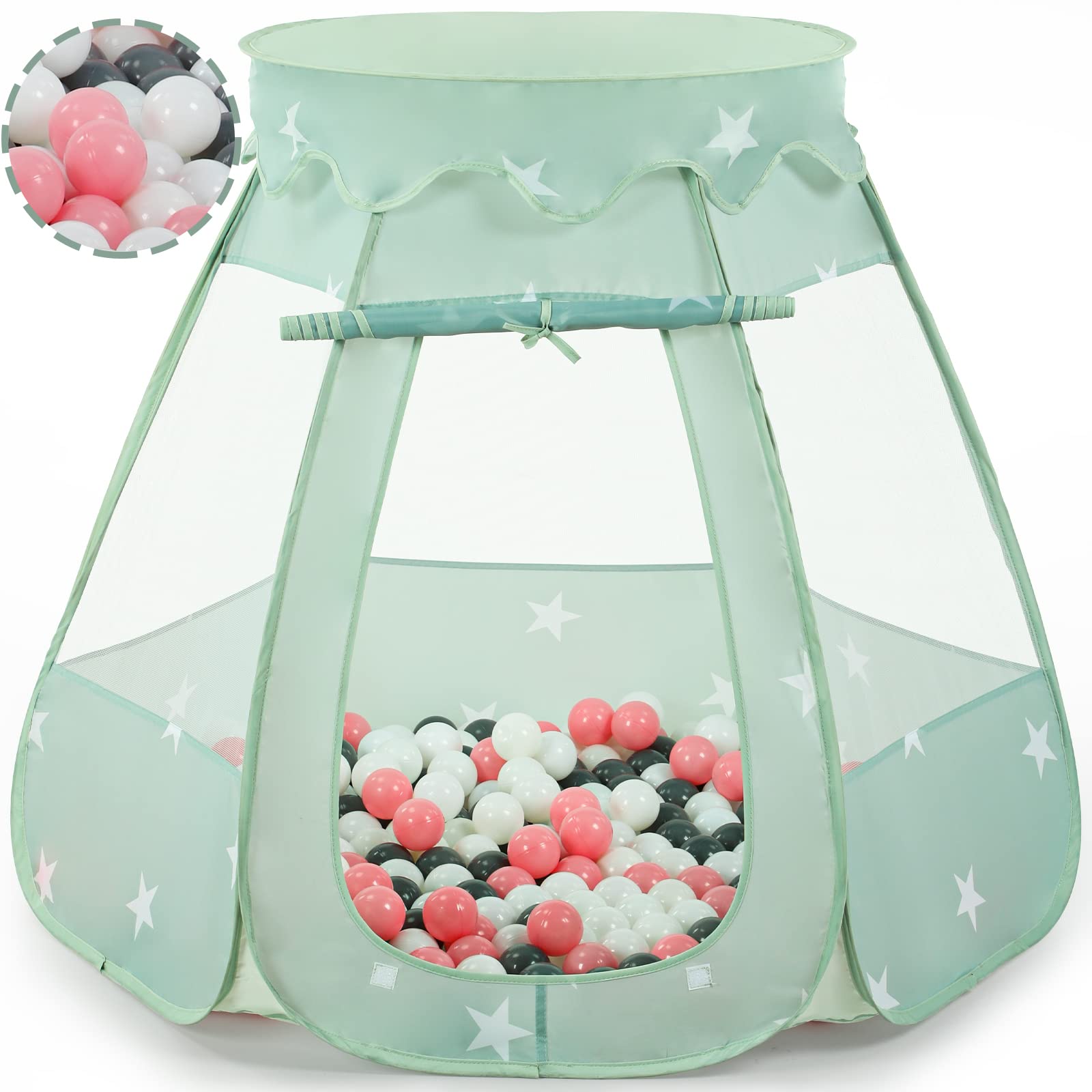 Ball Pit Tent Wilhunter Baby Com 50 Bolas Para Crianças Pequenas, Rosa