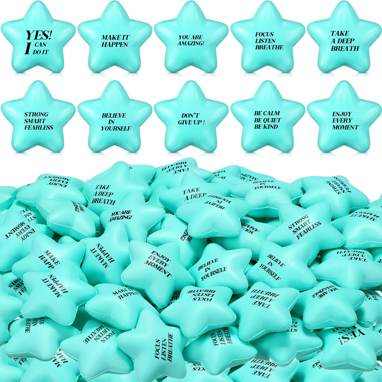 Stress Balls Sotiff Star, Pacote Com 100 Citações Motivacionais, Azul