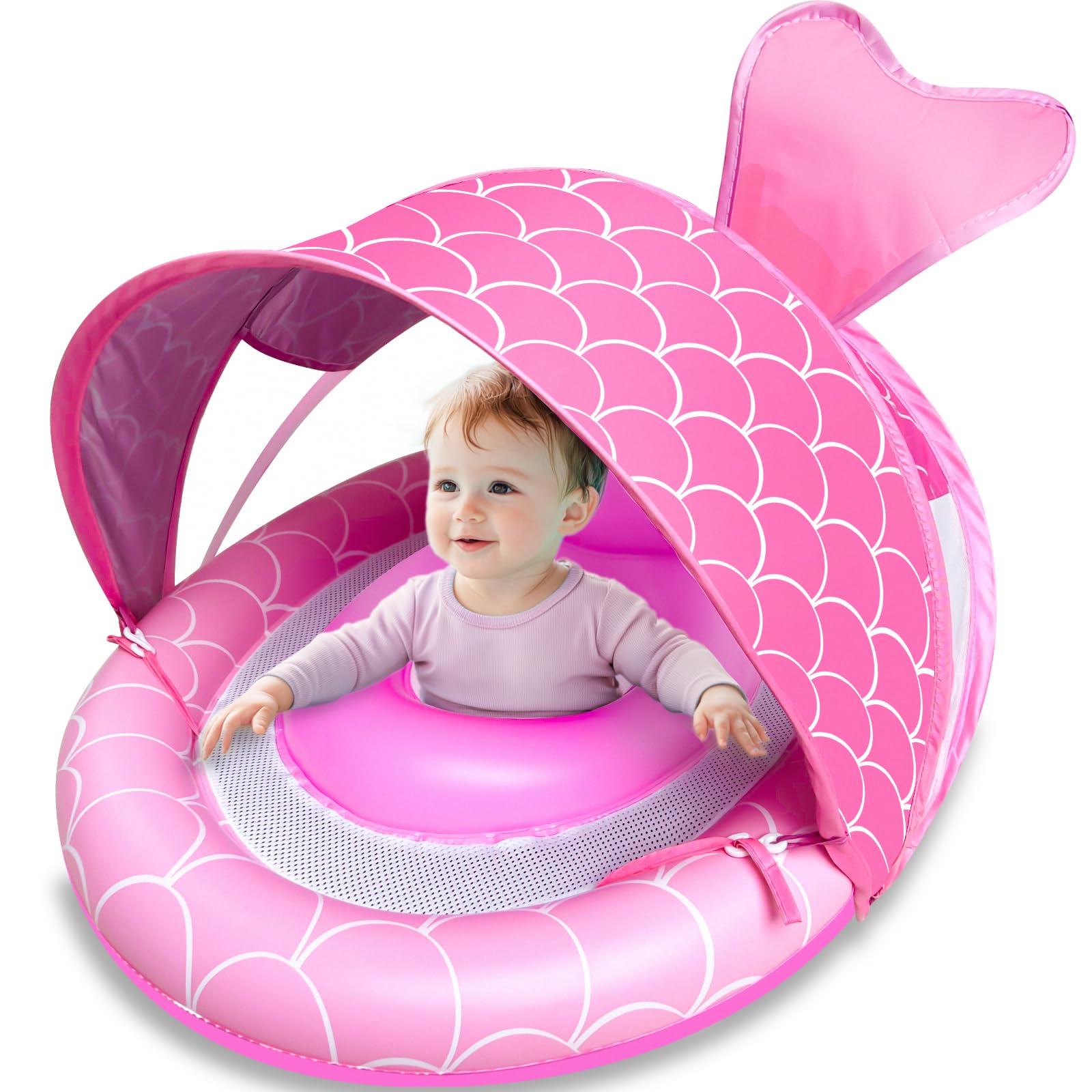 Baby Pool Float Amenon Mermaid Com Dossel Solar Ajustável