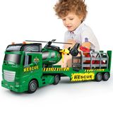 Caminhão Transportador Toy Dwi Dowellin 25,6 Cm Com Helicóptero E Dinossauro