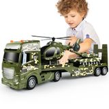 Caminhão De Brinquedo Dwi Dowellin Green Military Com Helicópteros E Tanque