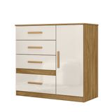 Comoda Venus Quarto Com 4 Gavetas E 1 Porta Freijo/off White
