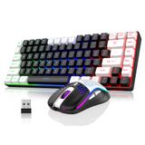 Combinação De Teclado E Mouse Sem Fio Redthunder K84 Preto-branco