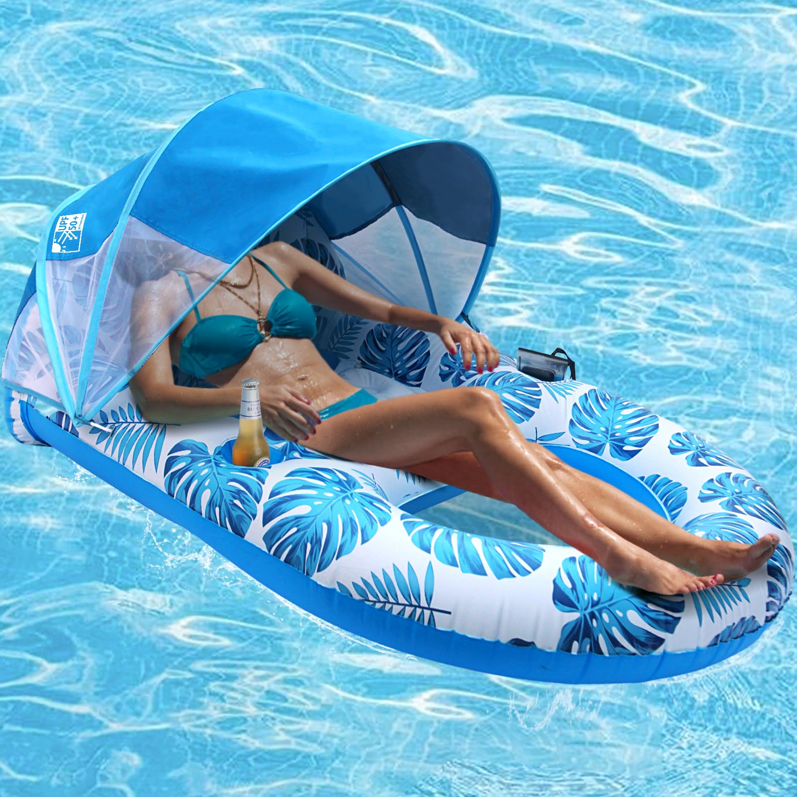Pool Lounge Float Coolcooldee Com Dossel Upf50+ Para Adultos