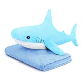 Cobertor De Travesseiro De Pelúcia Mupi Shark Plush 80 Cm Azul Celeste