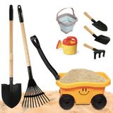 Conjunto De Jardinagem Pomiku Kids Wagon Com Ferramentas De Praia E Jardim, 8 Unidades