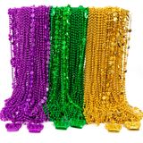 Colar De Miçangas De Mardi Gras, 144 Peças, Verde, Roxo, Ouro A Granel