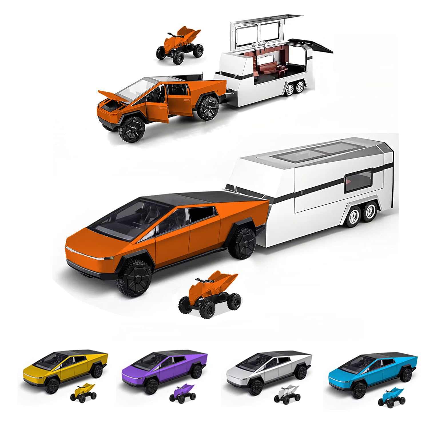 Caminhão De Brinquedo Powvan Cybertruck Diecast Metal 1/32 Com Som 3+