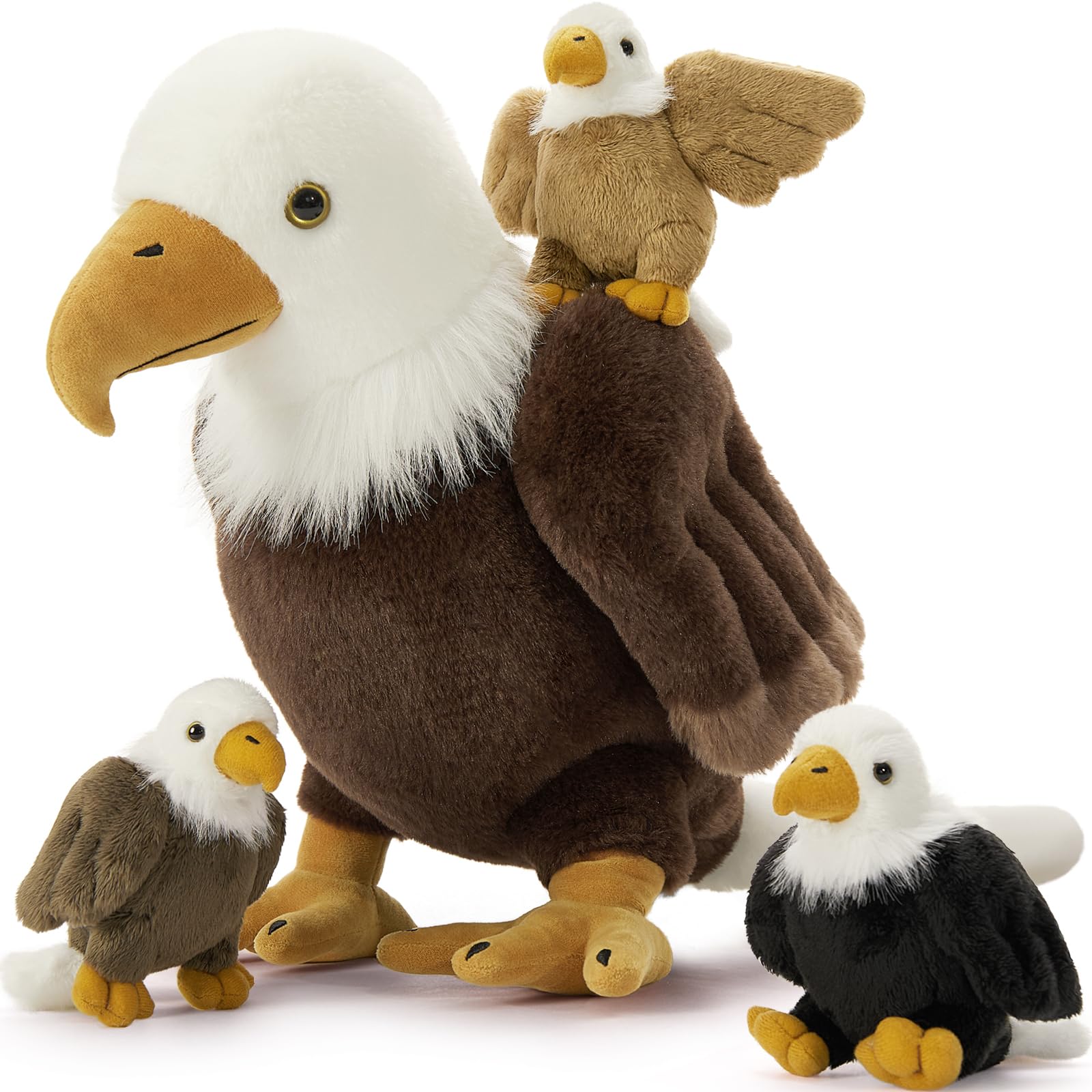 Conjunto De Pelúcia Para Animais De Pelúcia Beniny Bald Eagle De 18 Polegadas Com 3 Bebês