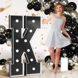 Decoração De Festa, Letras Para Festas, Imprsv, 4 Pés De Altura, Iluminadas, Pretas