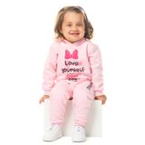 Conjunto Moletom Infantil Felpudo Menina Blusão Com Capuz E Calça