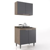 Armário De Cozinha E Balcão Cooktop Pérola Z34 Freijó/grafite - Mpozenato