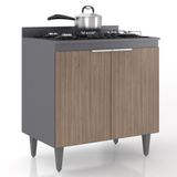 Balcão De Cozinha Para Cooktop 80cm Pérola Z34 Grafite/freijó - Mpozenato