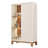 Cristaleira Porta De Vidro Com Led 90cm Lucca Off/freijó C01 - Mpozenato