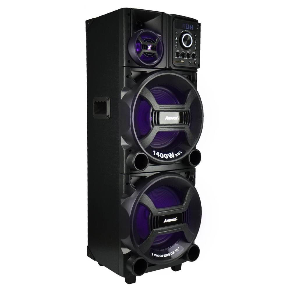 Caixa De Som Amvox Titan 1400w Led Bluetooth Usb Sd Bivolt Preto