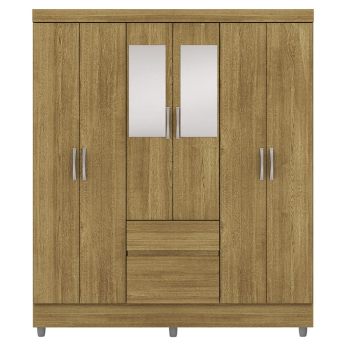 Guarda Roupa Casal 6p 2g Espelho 153 Cm Nature Vlr