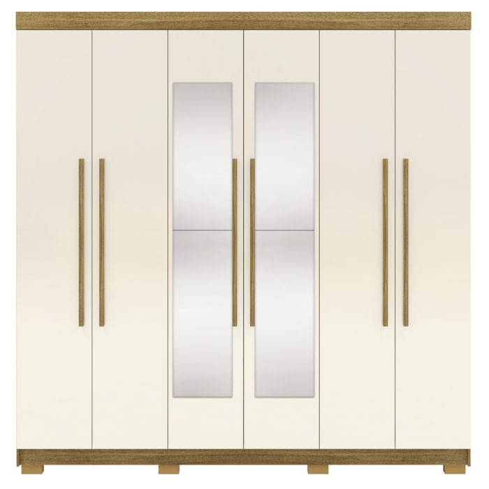 Guarda Roupa Casal 6 Portas 2g Espelho 218 Cm Nature Champanhe Vlr