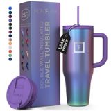 Caneca Isolada Iron °flask Co-pilot Aurora 1183 Ml Com Palha E Tampa Giratória