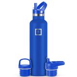 Garrafa De Água Iron °flask Camping Hiking 700 Ml De Cobalto Com 3 Tampas