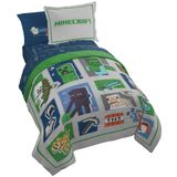 Conjunto De Cama Jay Franco Minecraft Em Tamanho Real Com Edredom E Lençol