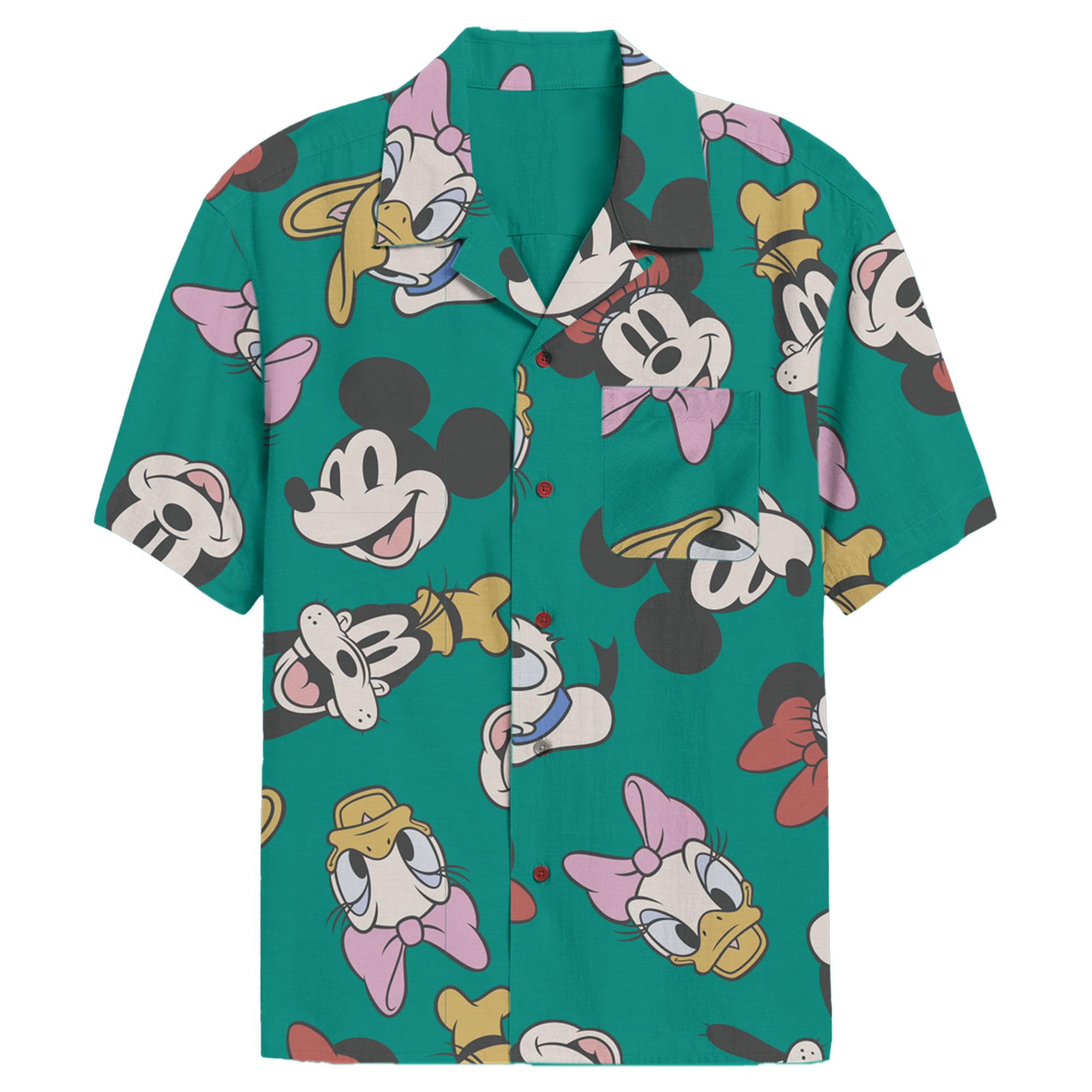 Camiseta Disney Mickey And Friends Button Down Para Homens
