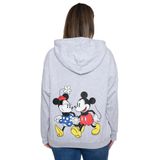 Moletom Com Capuz Feminino Disney Mickey &amp; Minnie Mouse Com Zíper Cinza Claro