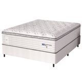 Cama Box Casal Queen Colchão Molas Guarda Costas Max Com Pillow Probel 158x198x78cm Branco / Cinza