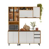 Cozinha Modulada Ravena 3 Peças 9 Portas Com Cristaleira Poliman Móveis