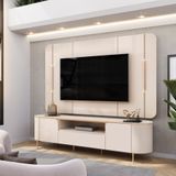 Rack Com Painel Para Tv Até 75 Polegadas Led 2 Portas 100mdf Areta Dj Móveis