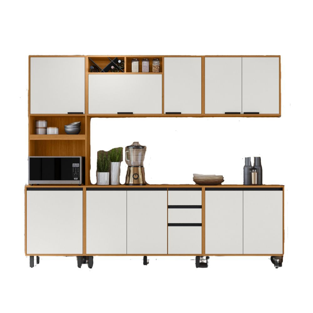 Cozinha Modulada Ravena 5 Peças 11 Portas Com Paneleiro Duplo Poliman Móveis