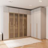 Guarda-roupa Modulado De Canto 10 Peças 18 Portas Com 4 Portas Reflecta Jade Cabecasa Madeiramadeira Cinza Urbano/avelã