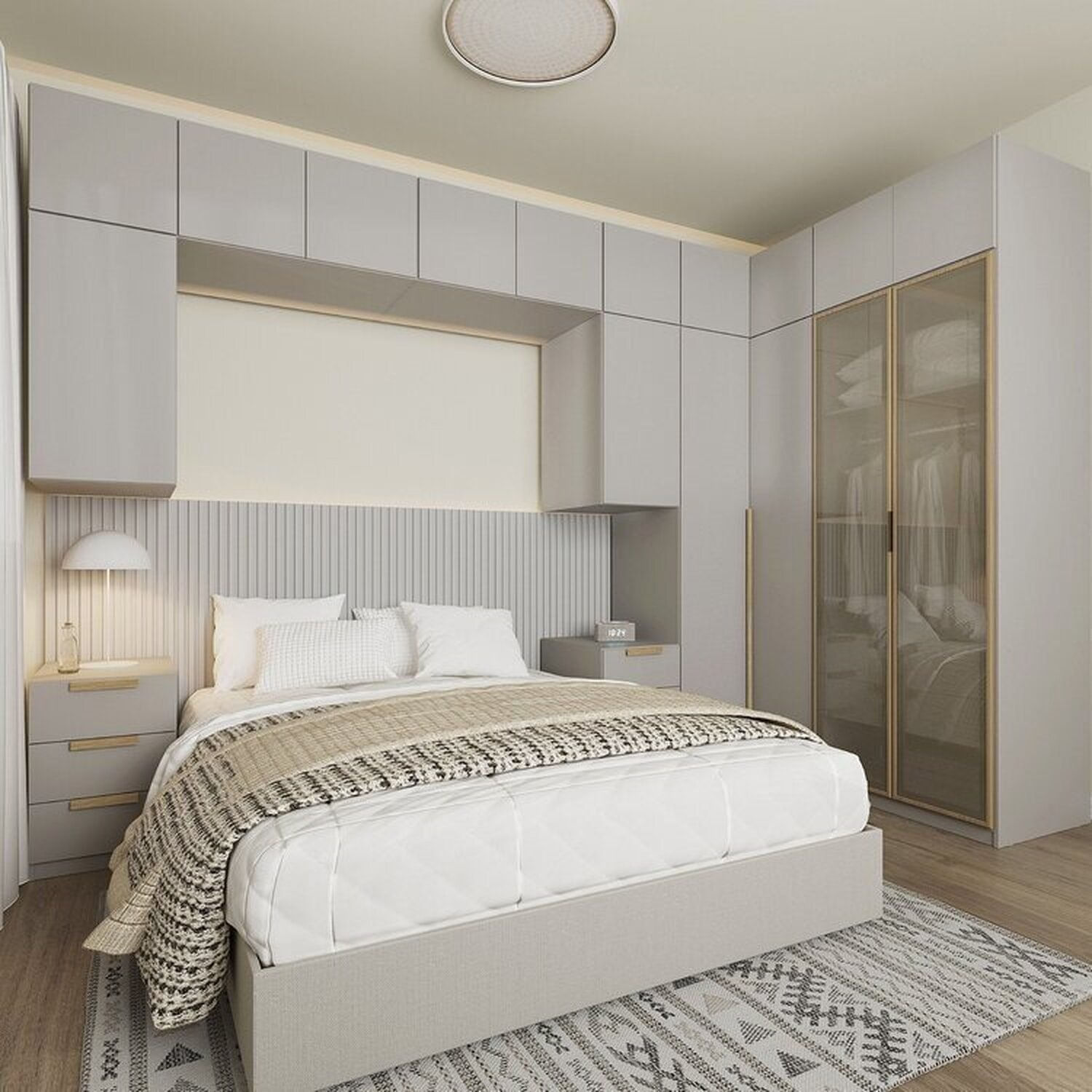 Guarda-roupa Modulado De Canto 12 Peças 16 Portas Jade Cabecasa Madeiraoriginals Cinza Urbano/avelã