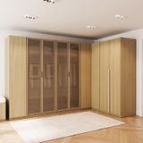 Guarda-roupa Modulado De Canto 5 Peças 9 Portas Reflecta Jade Cabecasa Madeiramadeira Avelã