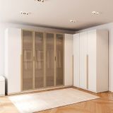 Guarda-roupa Modulado De Canto 5 Peças 9 Portas Com 4 Portas Reflecta Jade Cabecasa Madeiramadeira Branco/avelã