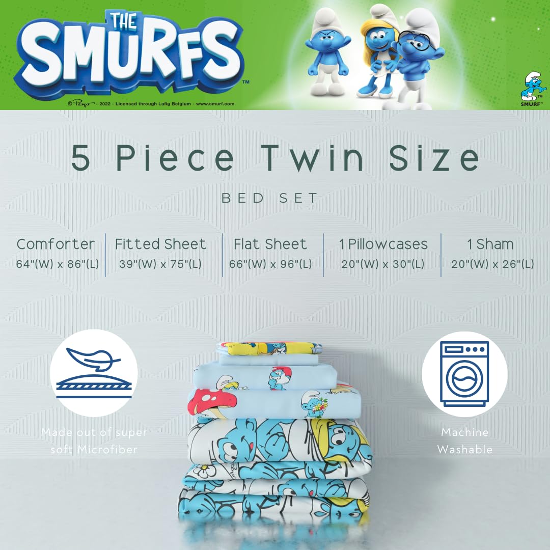 SMURFS スマーフ シングル　寝具セット Conjunto De Roupa De Cama Franco The Smurfs Super Soft Microfiber