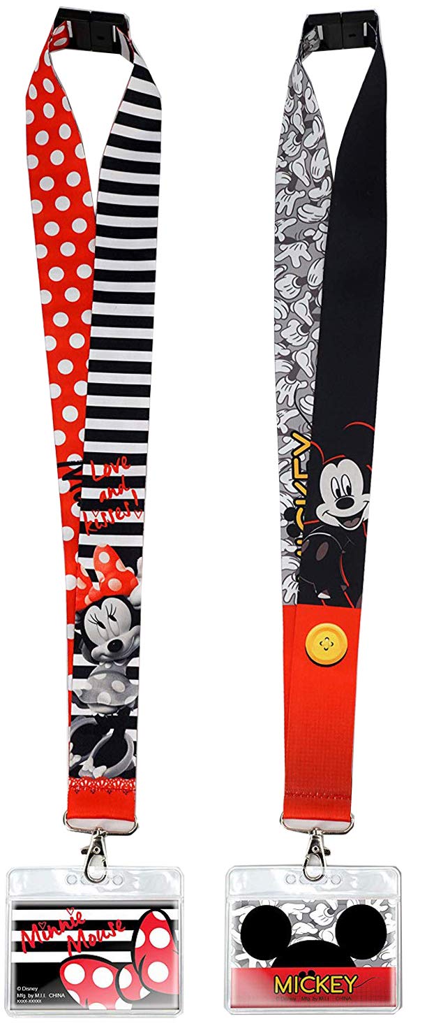 Cordões Disney Mickey E Minnie Mouse Com Porta-documentos, Pacote Com 2