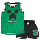 Conjunto De Roupas Minecraft Creeper Boys Basketball Tamanho 7 Verde